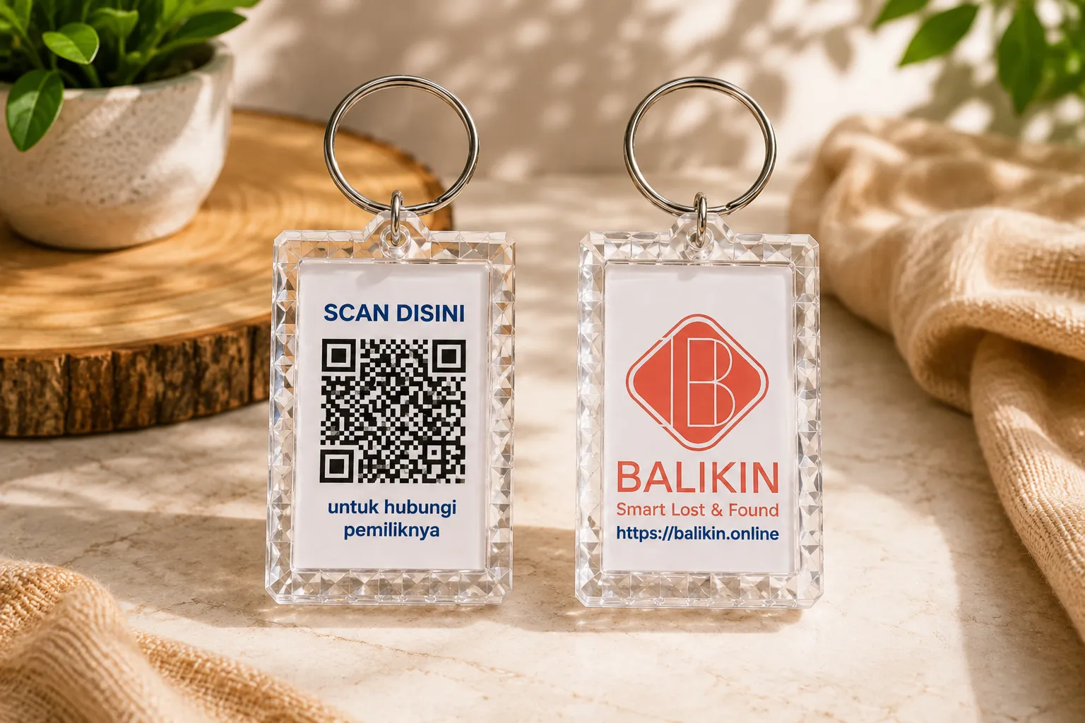 Acrylic Tag Persegi Panjang Motif