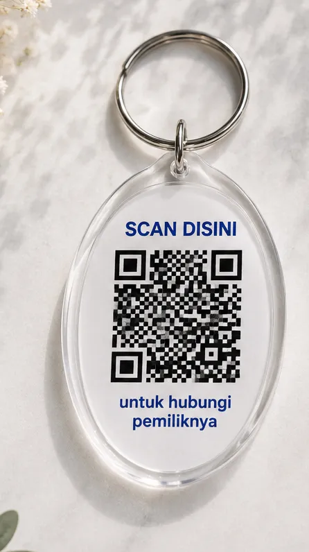 Contoh tag akrilik QR Balikin, pilihan 2